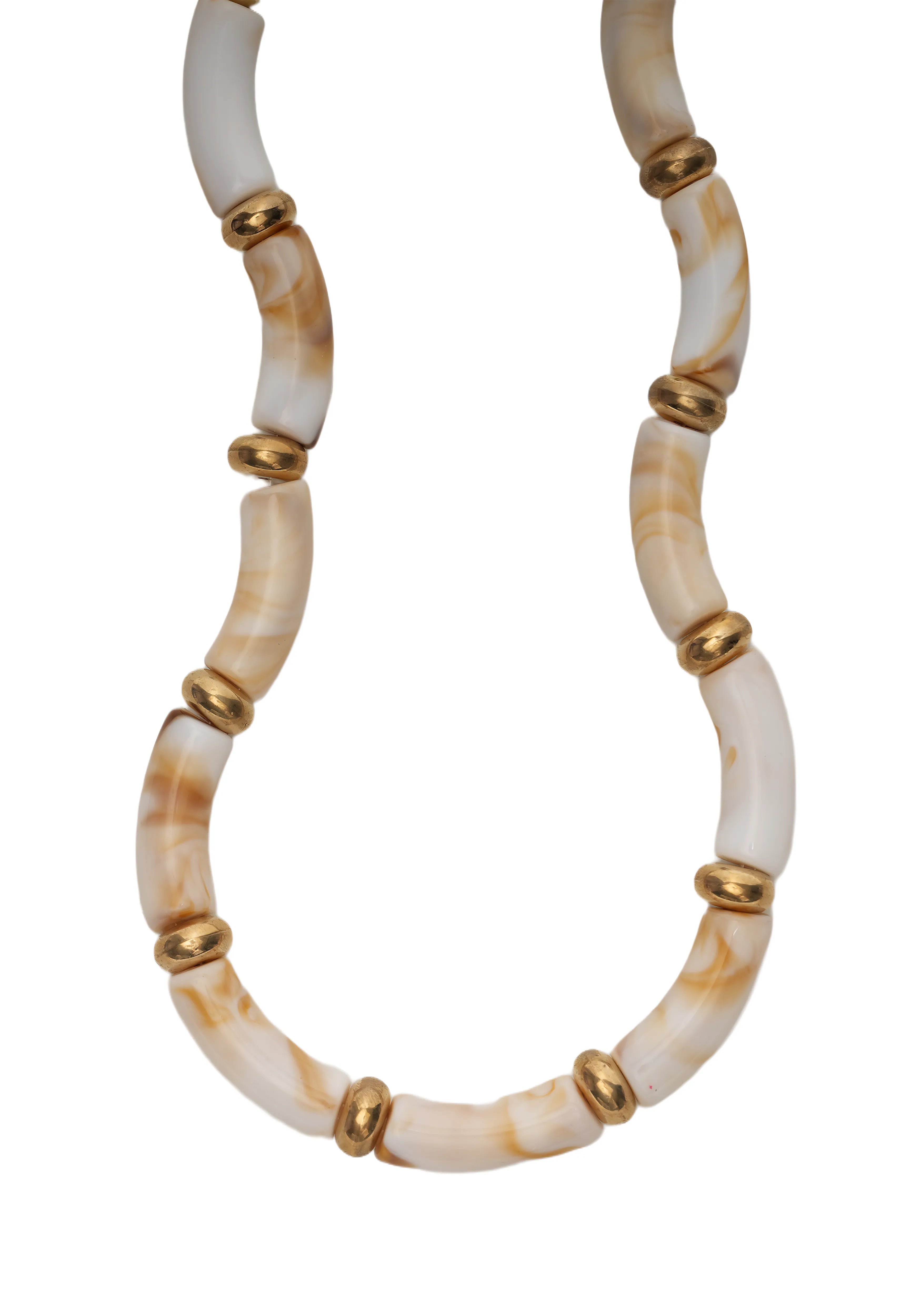 LUSTRA WAVE — Glossy Curved Bead Necklace