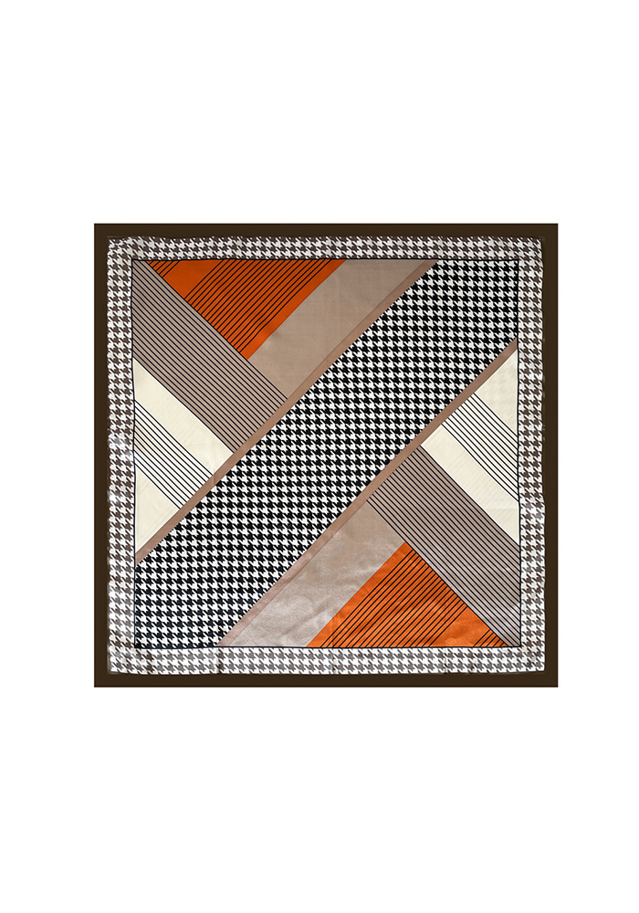 MOD MOSAIC — Geometric Patchwork Satin Scarf