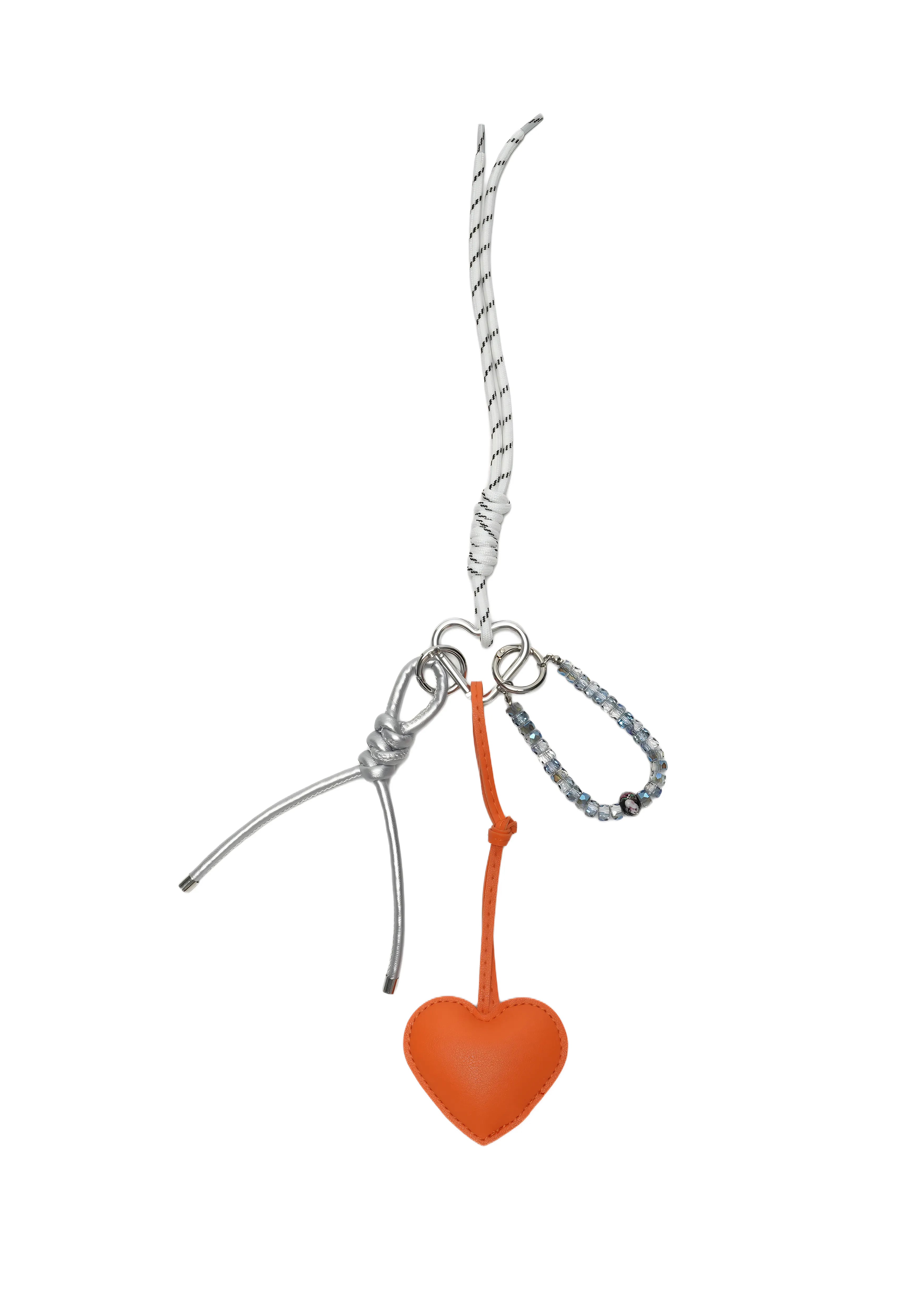 HEART LOOP — Leather Heart Charm & Beaded Carabiner Strap