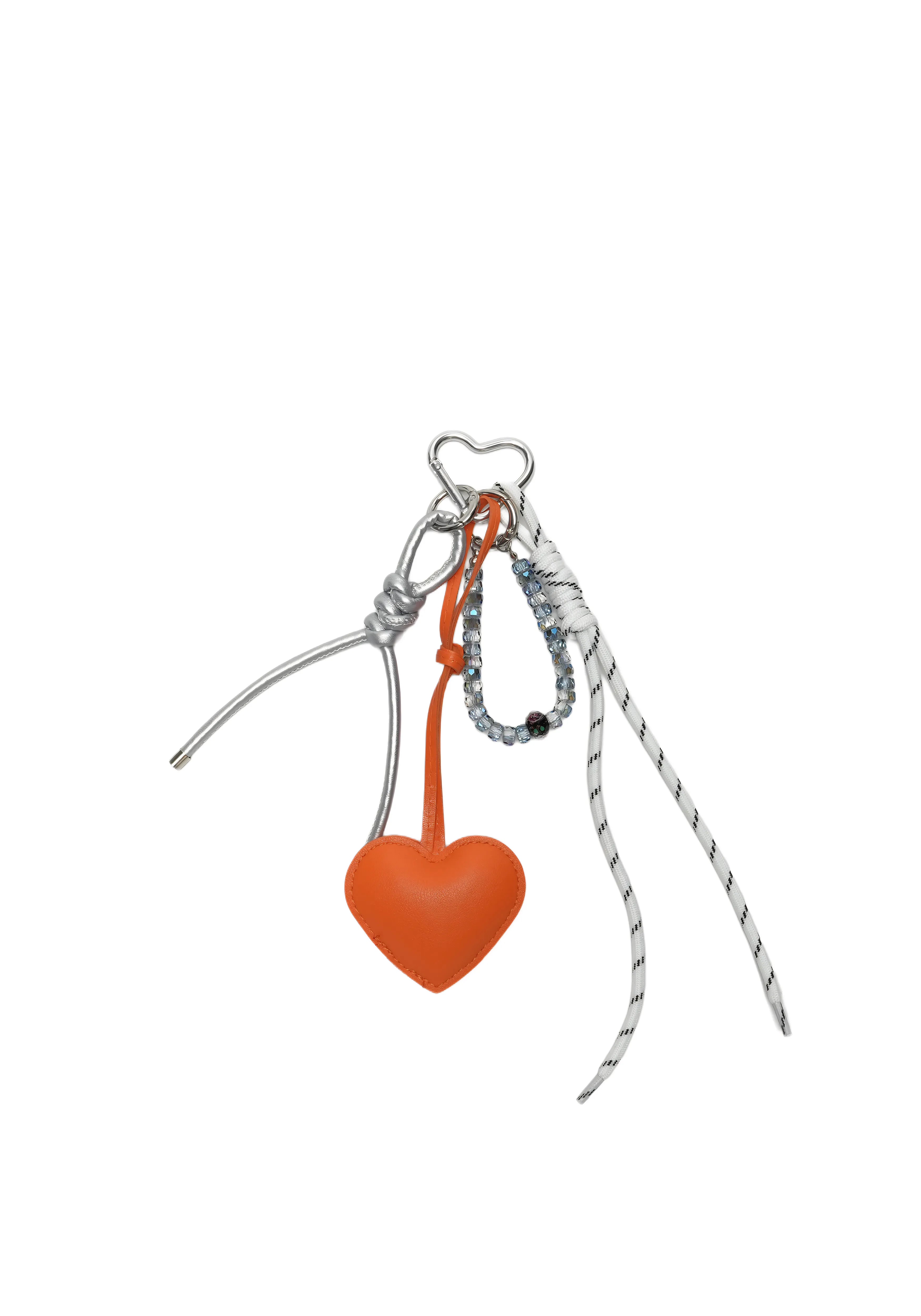 HEART LOOP — Leather Heart Charm & Beaded Carabiner Strap