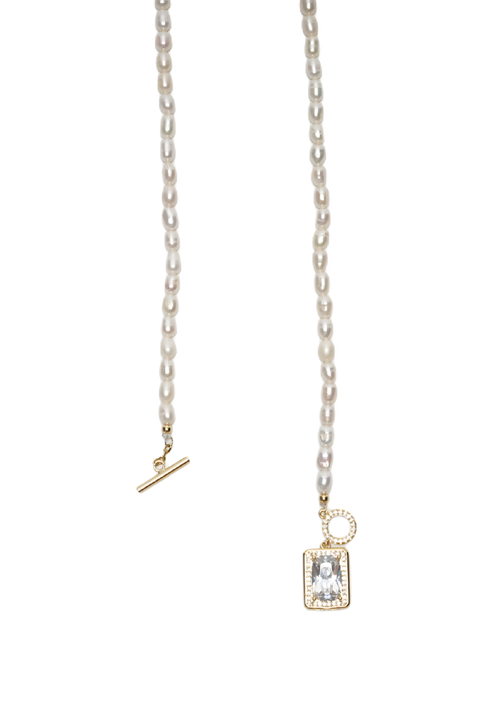 NOVA — Pearl Necklace with Crystal Pendant