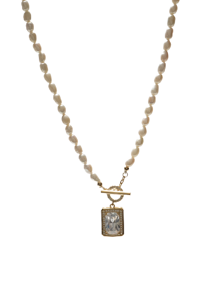 NOVA — Pearl Necklace with Crystal Pendant