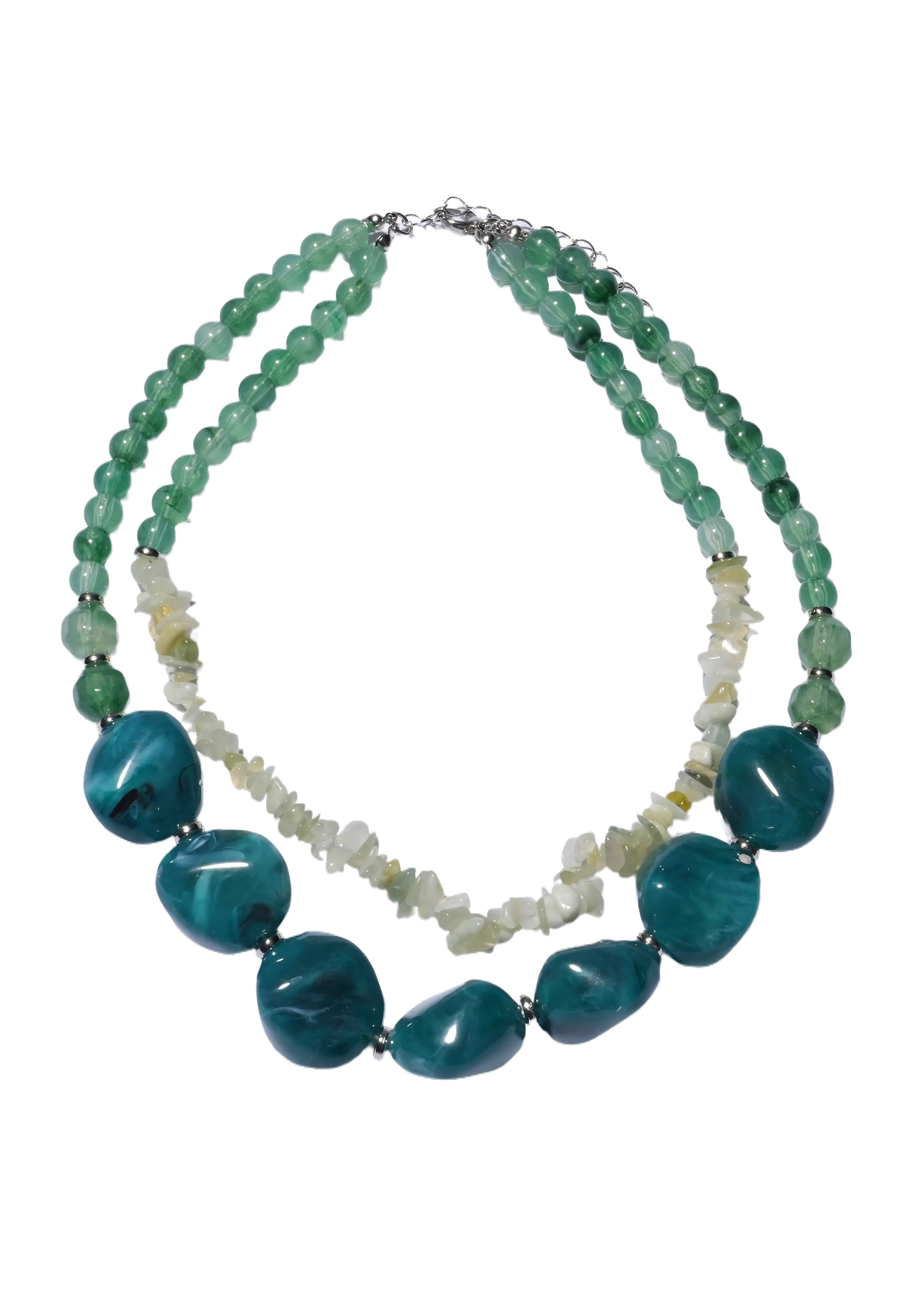 OCEAN GLOW — Dual Strand Beaded Statement Necklace
