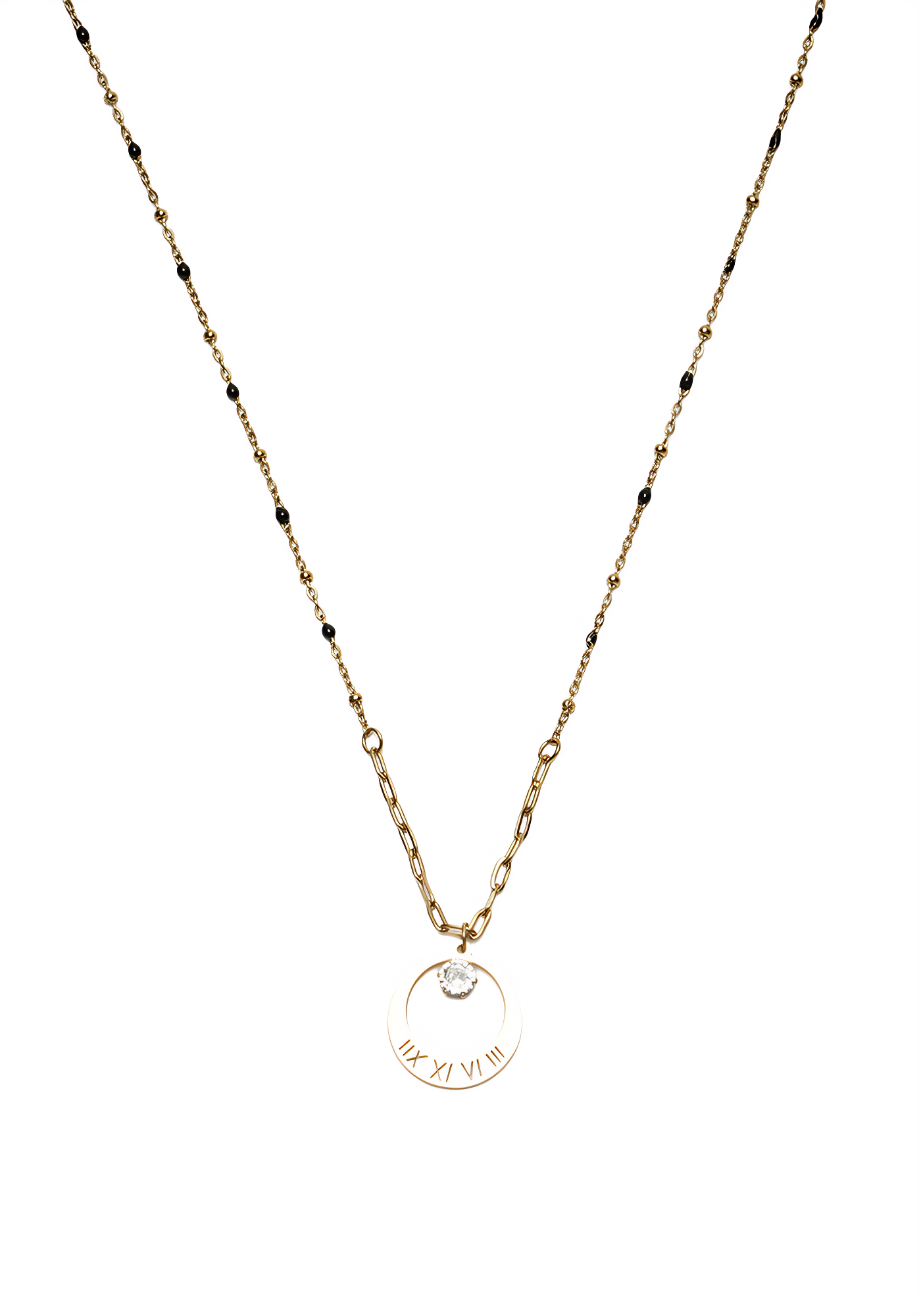 ROMA TIME — Engraved Ring Pendant Necklace