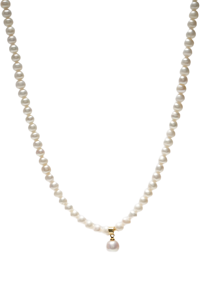 SOLÉA — Pearl Necklace with Single Drop Charm