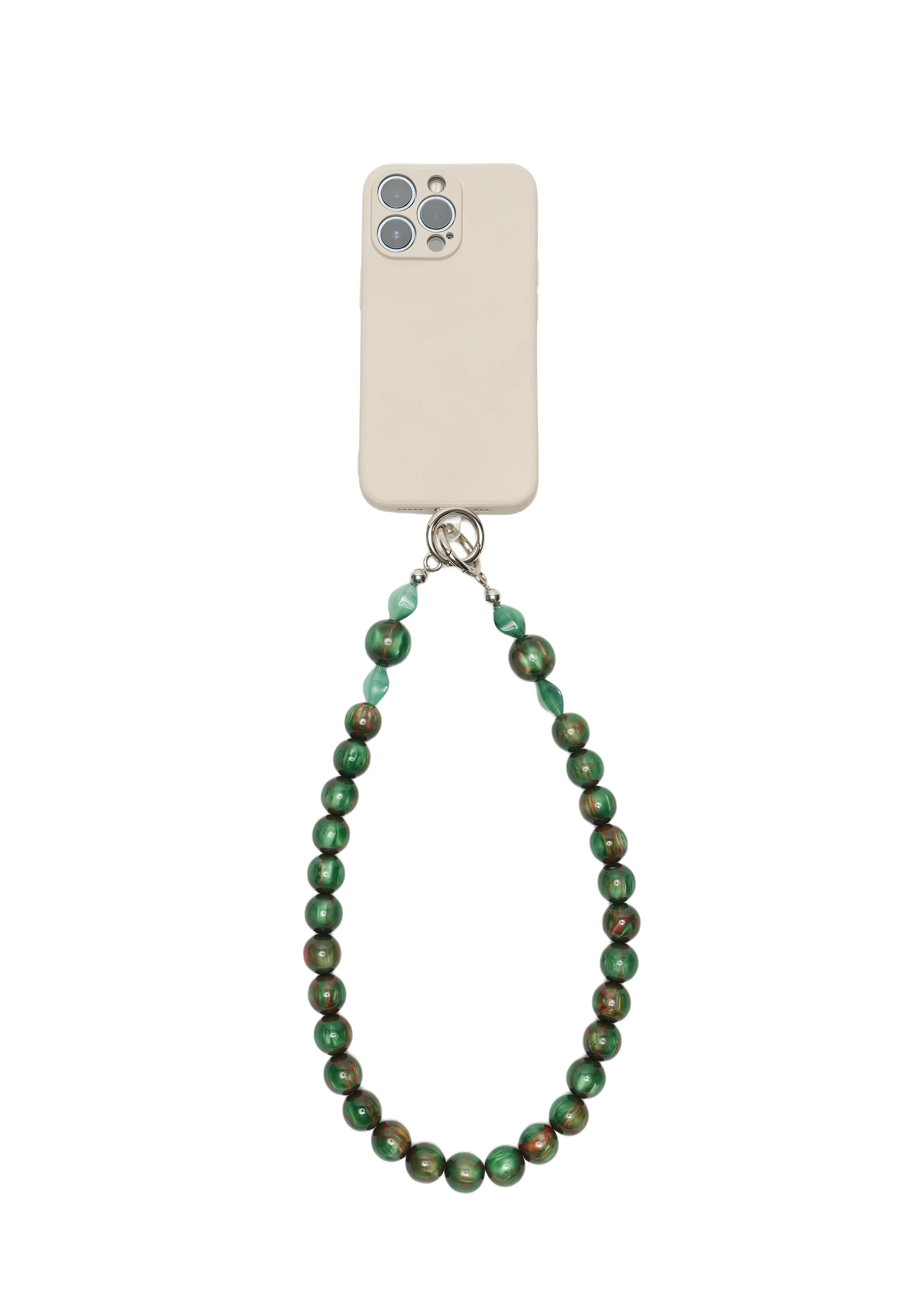 VERDE GLEAM — Round Bead Phone Chain