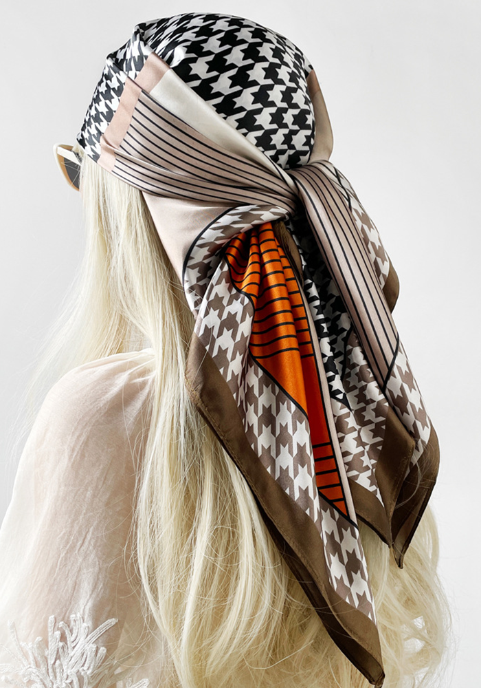 MOD MOSAIC — Geometric Patchwork Satin Scarf