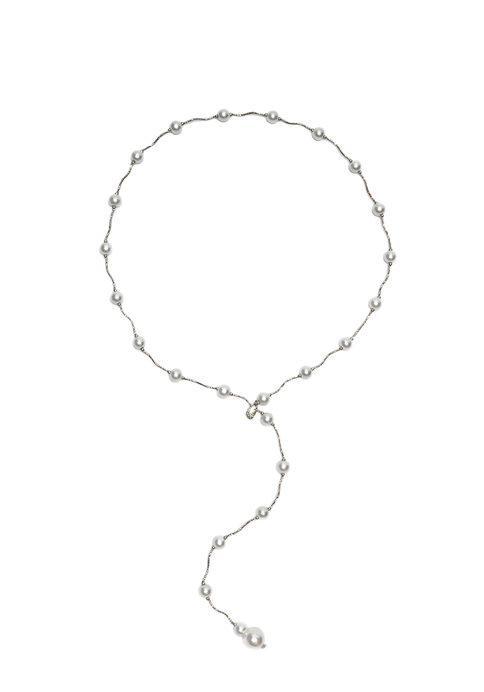 LYRA — Long Drop Faux Pearl Necklace
