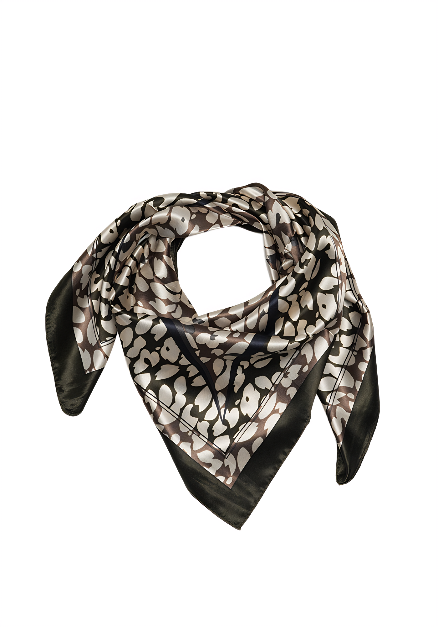 PETAL VEIL — Abstract Leaf Print Satin Scarf