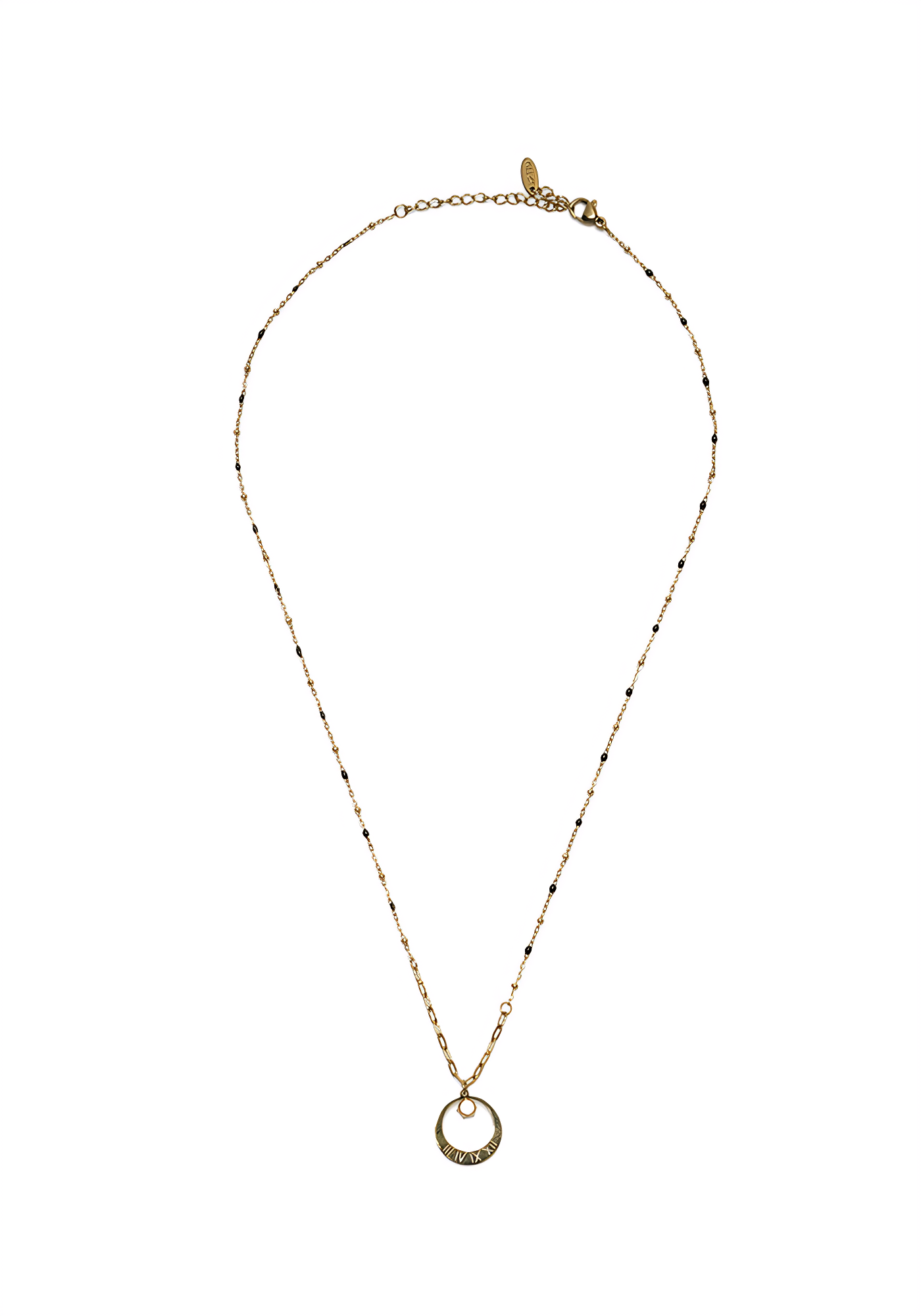 ROMA TIME — Engraved Ring Pendant Necklace