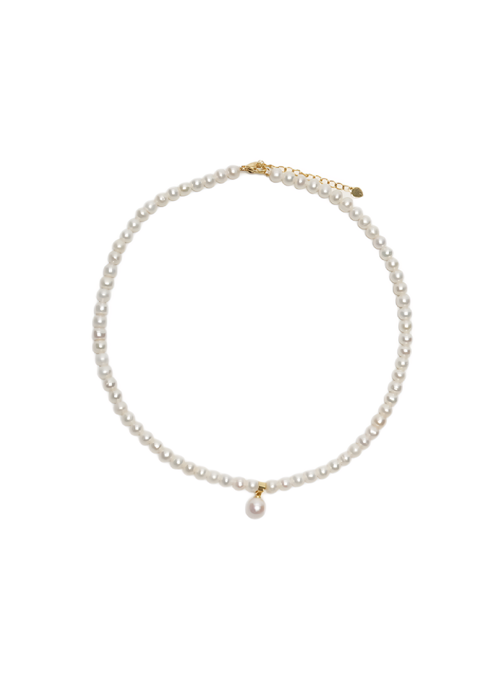 SOLÉA — Pearl Necklace with Single Drop Charm